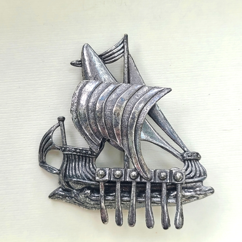 VINTAGE Viking ship brooch